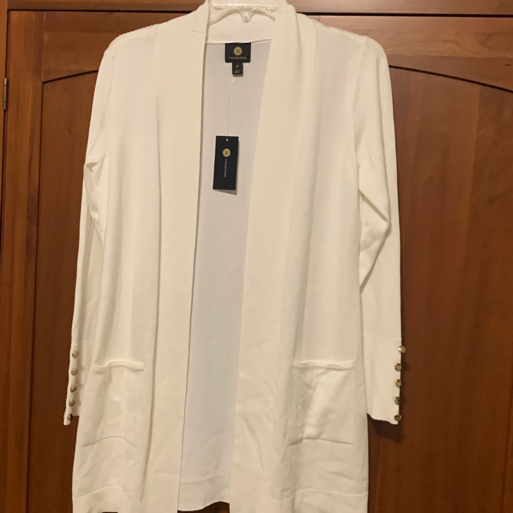 JN Collection Long white cardigan sweater size XS NWT